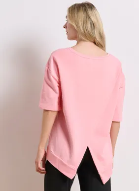 Tricou pentru femei cu spate încrucișat `LESS IS MORE¨`