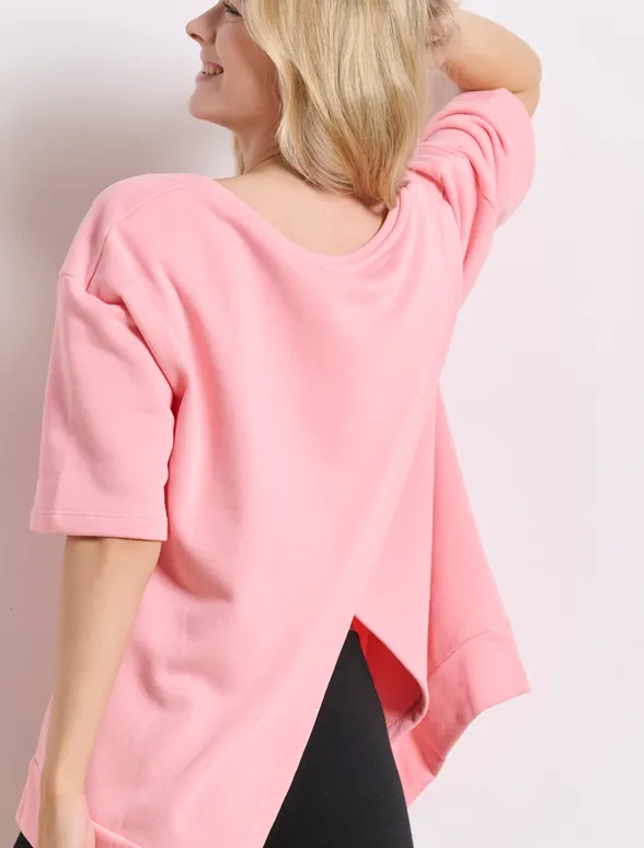 Tricou pentru femei cu spate încrucișat `LESS IS MORE¨`-mainImage-3