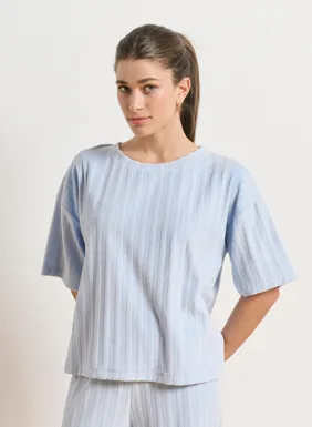 Women's short-sleeve terry blouse