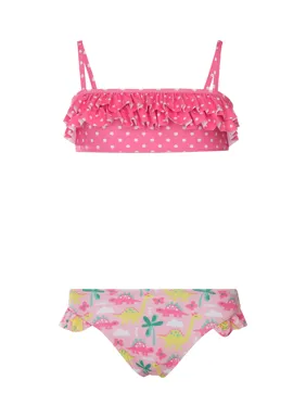 Girls' ruffled swimsuit set