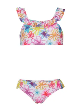 Girls' ruffled swimsuit set