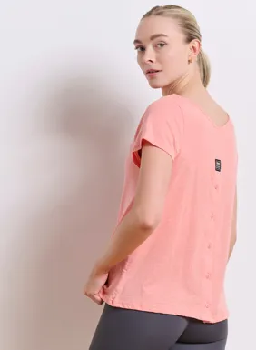 Γυναικείo κοντομάνικο t-shirt με κουμπιά