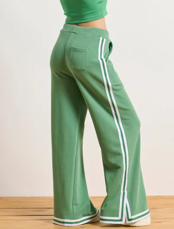 Women's wide pants with stripe 'BEYOND' | Bodytalk