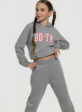 Kids' short hoodie with hood for girls 'CAPITAL LOGO'