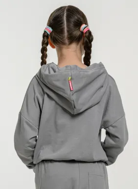 Kids' short hoodie with hood for girls 'CAPITAL LOGO'
