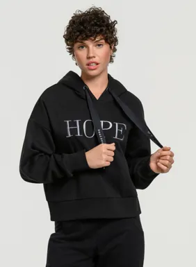 Women's short hoodie with hood 'HOPE'