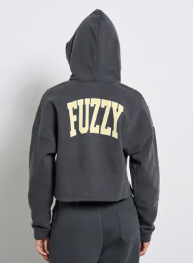 Women's short hoodie with hood `FUZZY`
