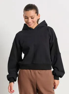 Γυναικείο cropped φούτερ με κουκούλα `LESS IS MORE`