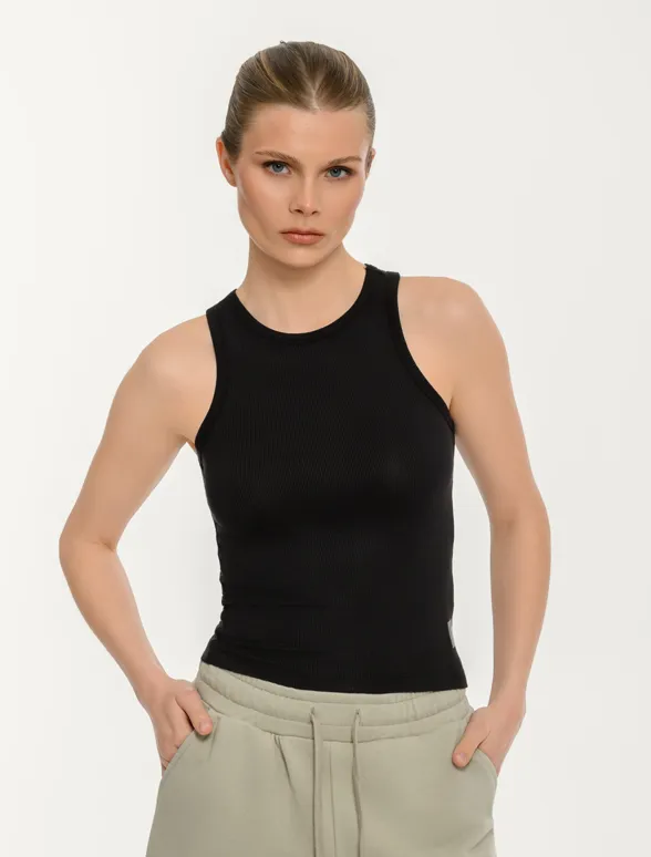 Women's sleeveless rib tank top-mainImage-1