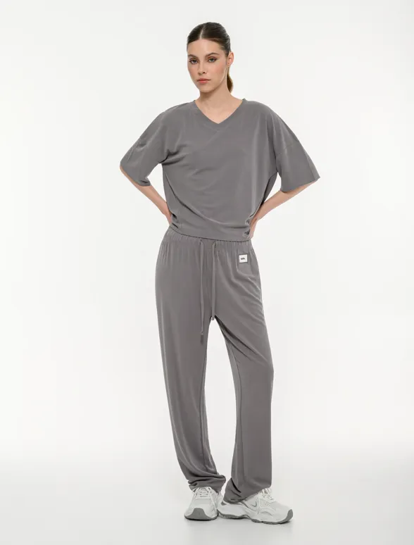 Women's rib jumpsuit with elastic-mainImage-1