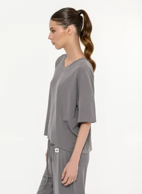 Γυναικείο rib κοντομάνικο t-shirt