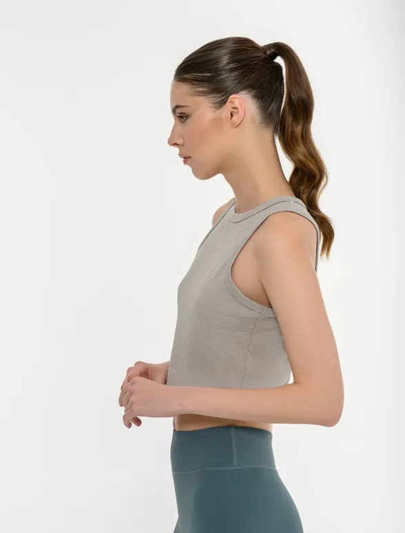 Women's sleeveless waffle top-mainImage-5