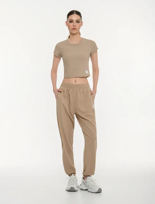 Women's waffle crop t-shirt-mainImage-1