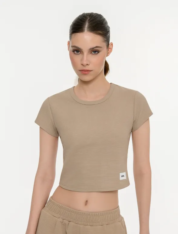Women's waffle crop t-shirt-mainImage-3