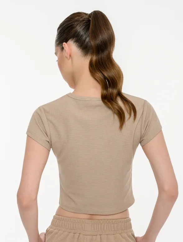 Women's waffle crop t-shirt-mainImage-5