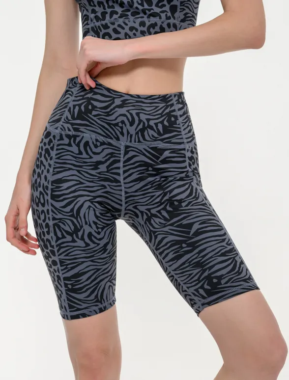 Women's athletic cycling leggings with animal print-mainImage-1
