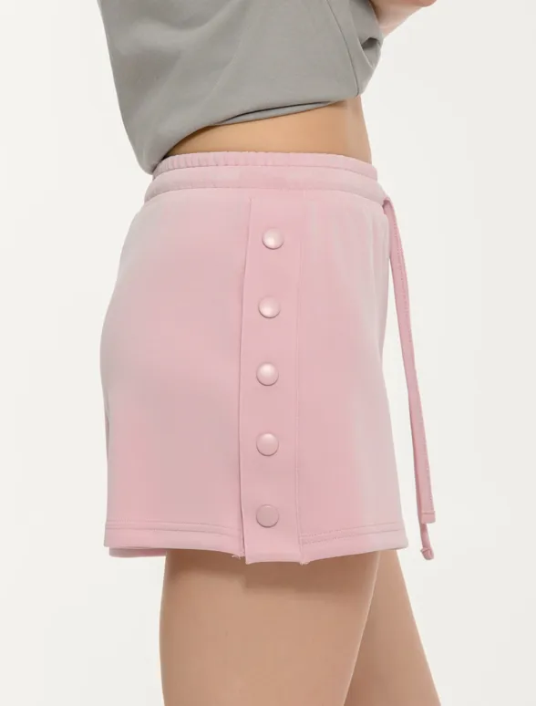 Women's shorts `DEMURE` with buttons on the side-mainImage-3