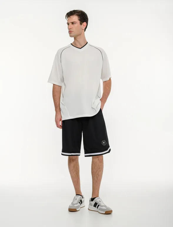 Ανδρικό αθλητικό oversized t-shirt με διάτρητο ύφασμα-mainImage-1