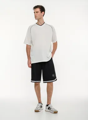 Ανδρικό αθλητικό oversized t-shirt με διάτρητο ύφασμα