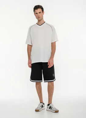 Ανδρικό αθλητικό oversized t-shirt με διάτρητο ύφασμα