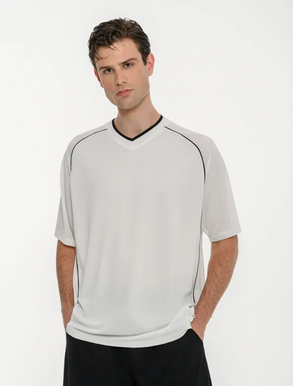 Ανδρικό αθλητικό oversized t-shirt με διάτρητο ύφασμα-mainImage-3