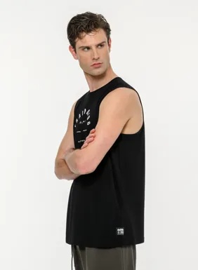 Mens sports sleeveless top with print