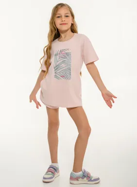 Παιδικό κοντομάνικο oversized t-shirt για κορίτσια με τύπωμα