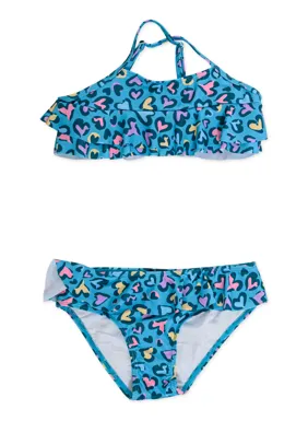 Girls ruffle bikini swimsuit set