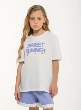 Παιδικό κοντομάνικο t-shirt για κορίτσια με κρουαζέ τελείωμα