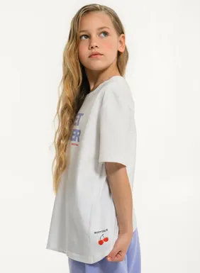 Παιδικό κοντομάνικο t-shirt για κορίτσια με κρουαζέ τελείωμα