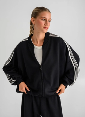 Women s bomber jacket sweatshirt with stripes