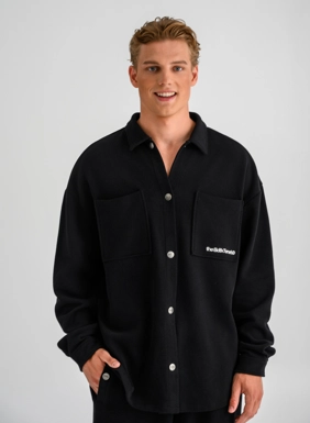 Ανδρικό φούτερ overshirt με τσέπες