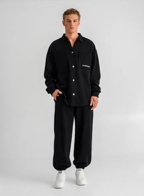 Ανδρικό φούτερ overshirt με τσέπες