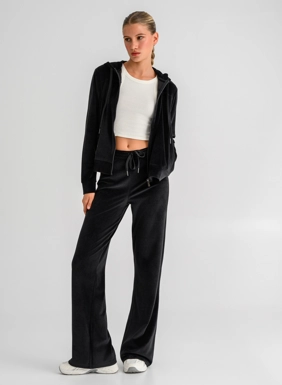Γυναικεία βελουτέ wide leg φόρμα 