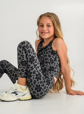 Children s sports leggings with floral print for girls