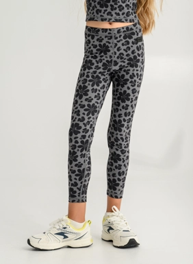 Children s sports leggings with floral print for girls
