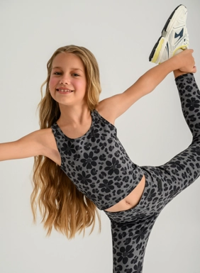 Children s sports crop top with floral print for girls