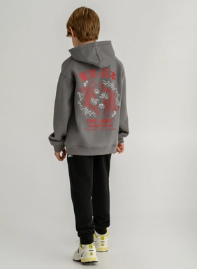 Children s sweatshirt with hood and print on the back for boys