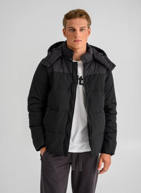 Men s puffer jacket with detachable hood