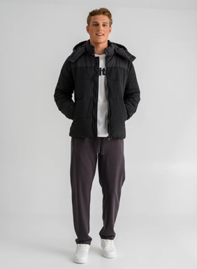 Men s puffer jacket with detachable hood