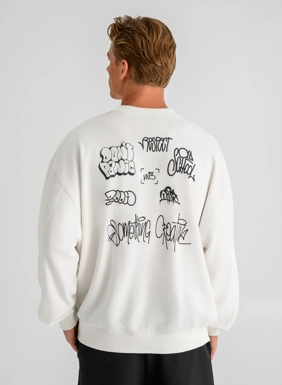 Men s sweatshirt with graffiti print on the back
